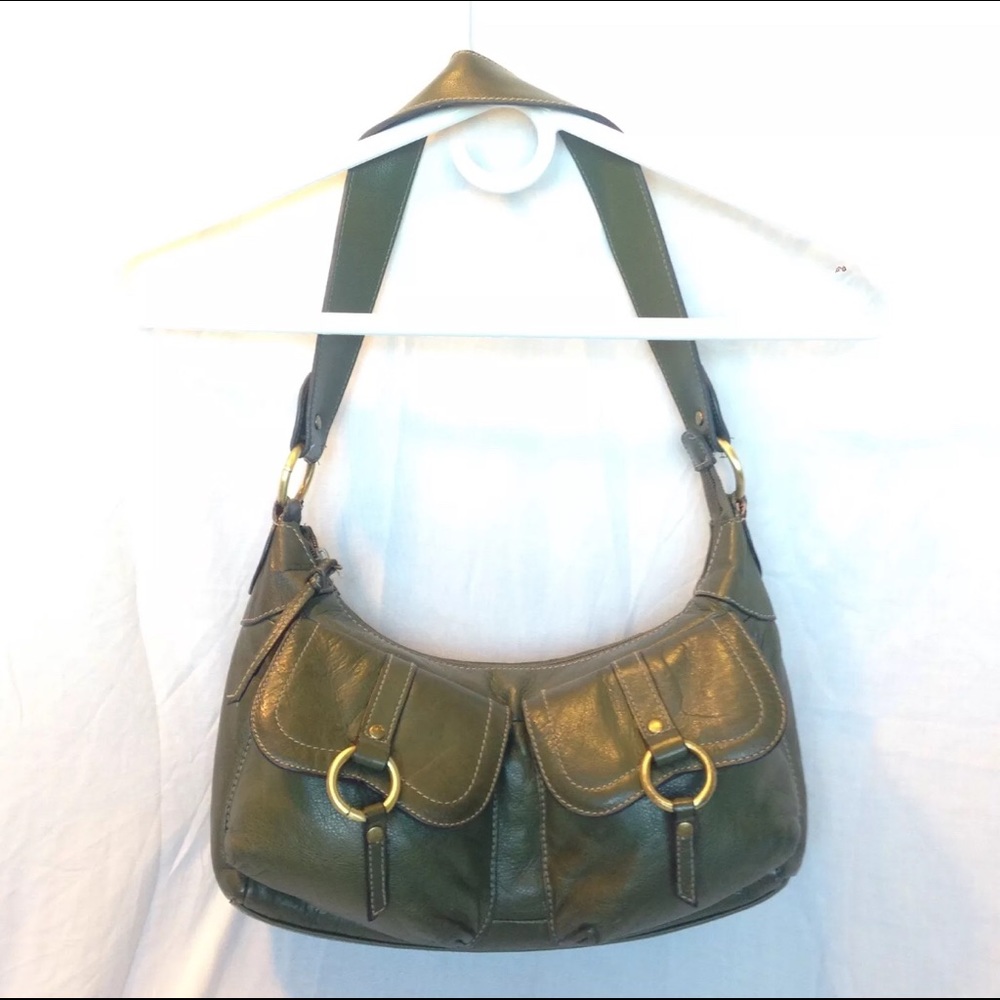 Wilson leather shoulder bag. Hunter green.